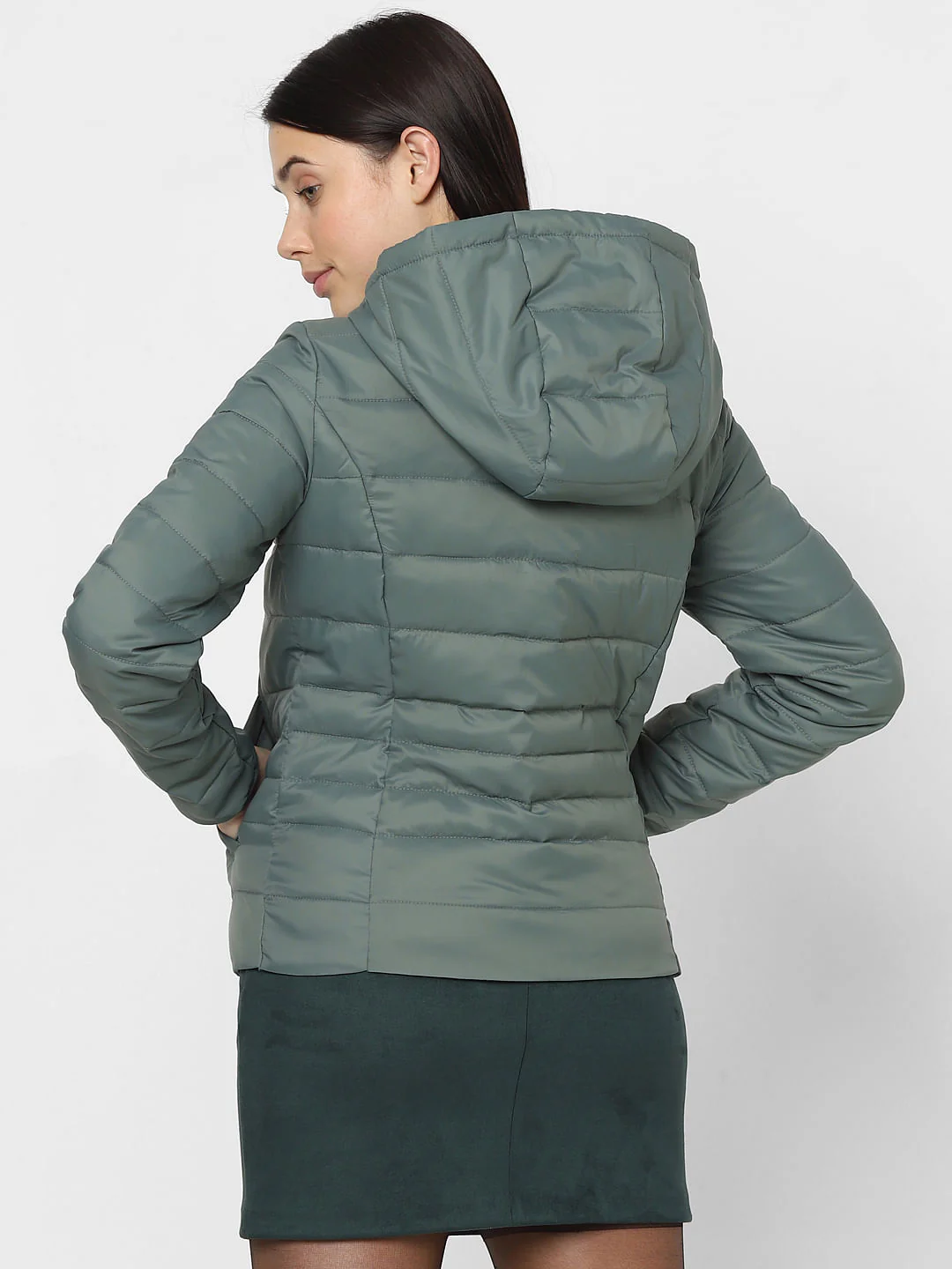 Teal Hooded Puffer Jacket - Image 4