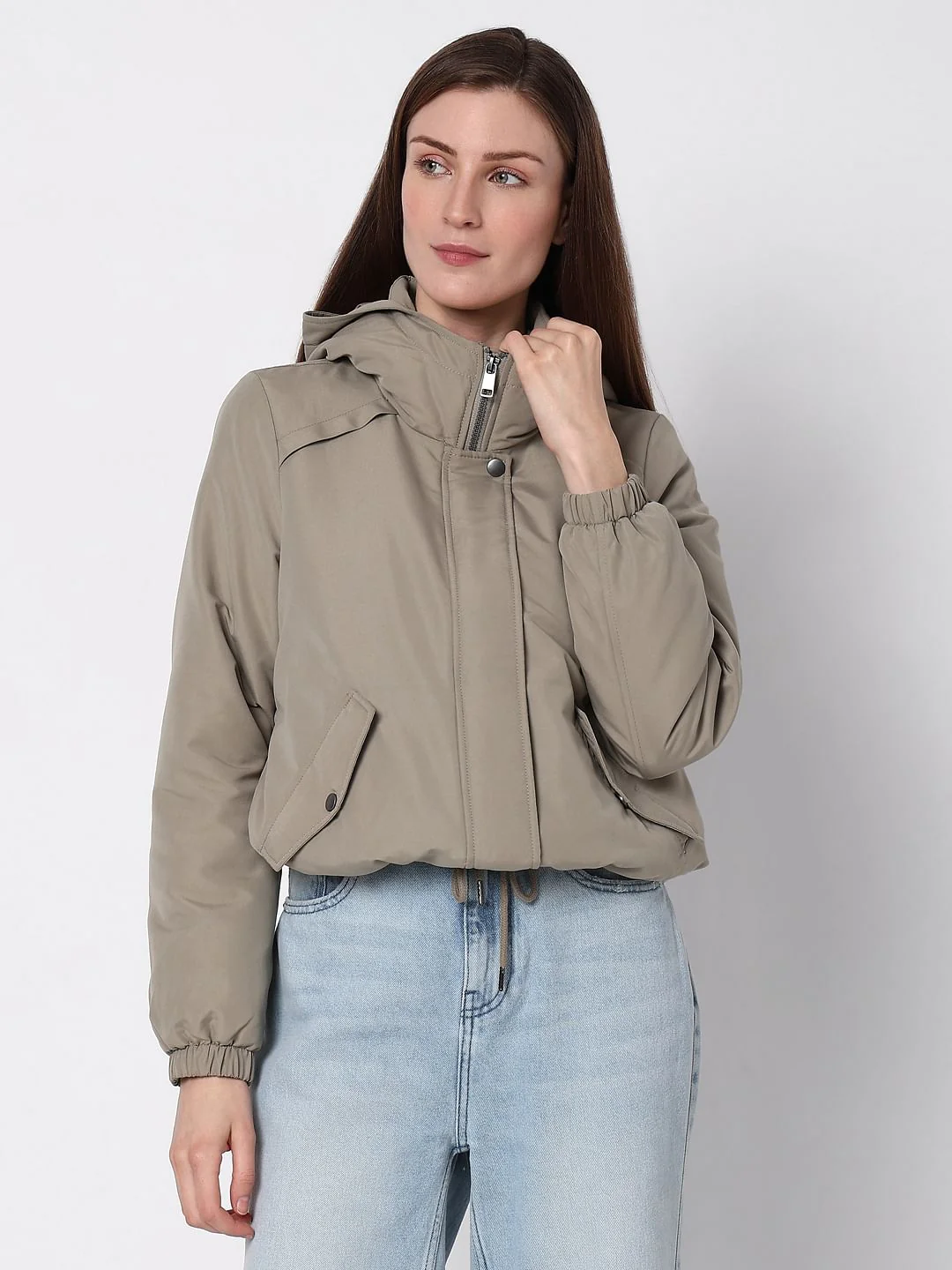 Green Padded Short Parka Jacket - Image 2