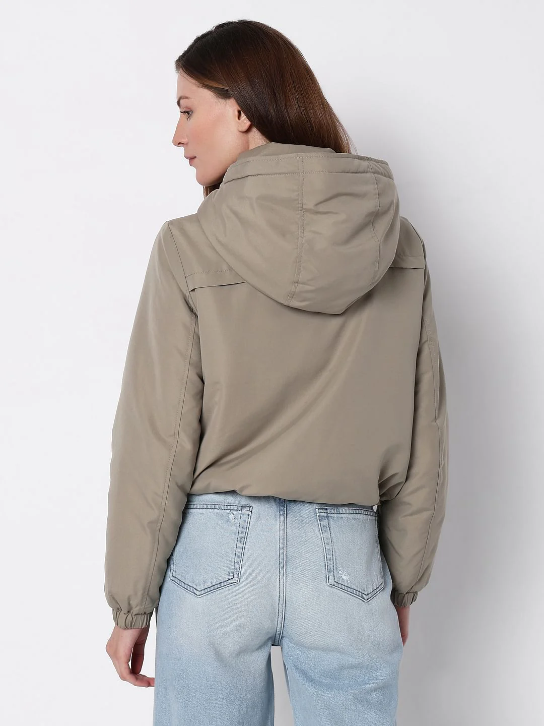 Green Padded Short Parka Jacket - Image 4
