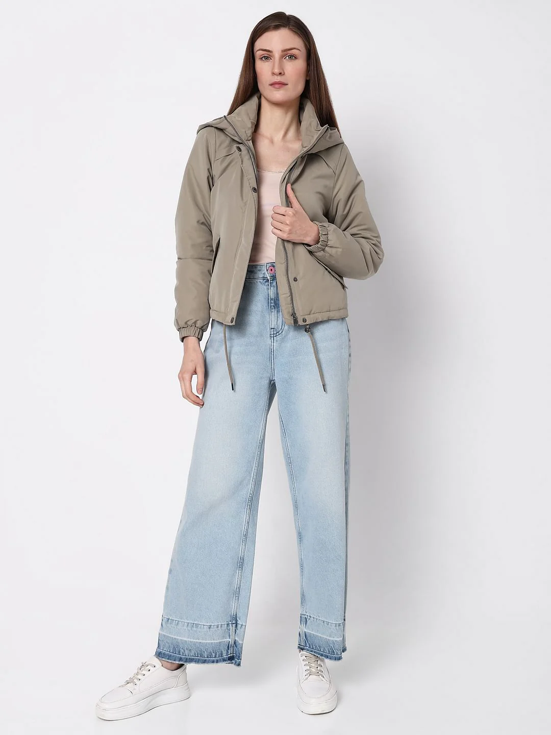 Green Padded Short Parka Jacket - Image 5