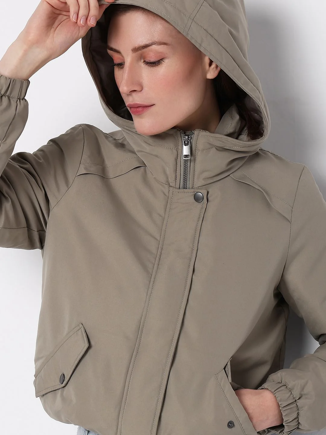 Green Padded Short Parka Jacket - Image 6