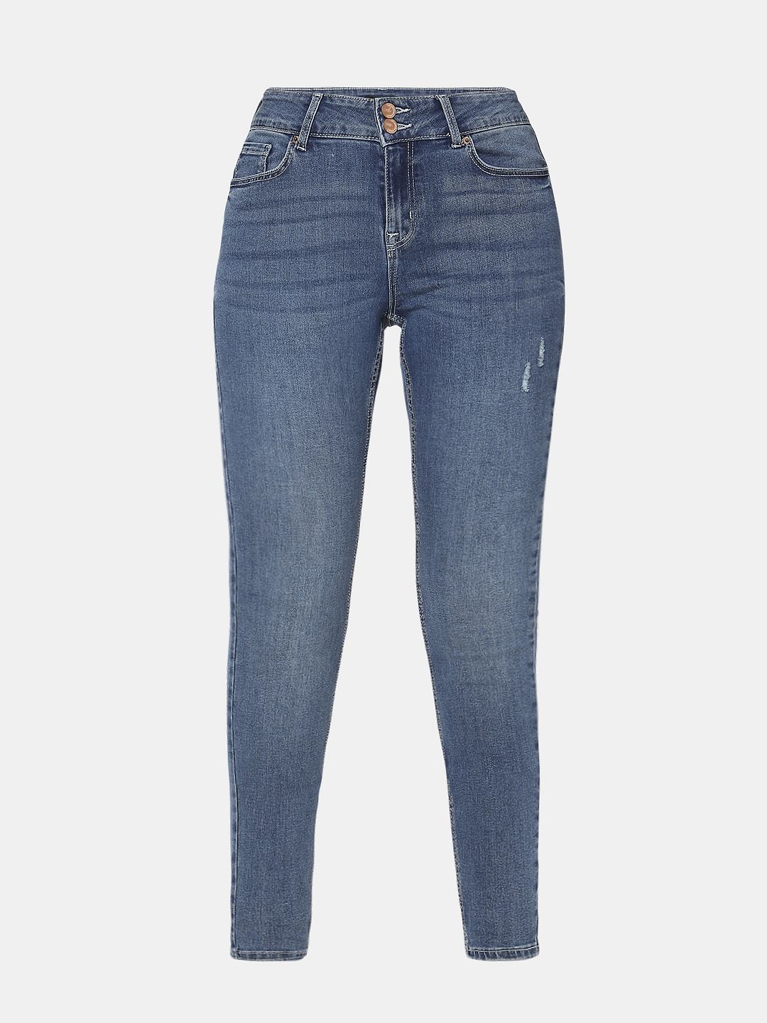 Dark Blue Mid Rise Ankle Length Slim Jeans - Image 7