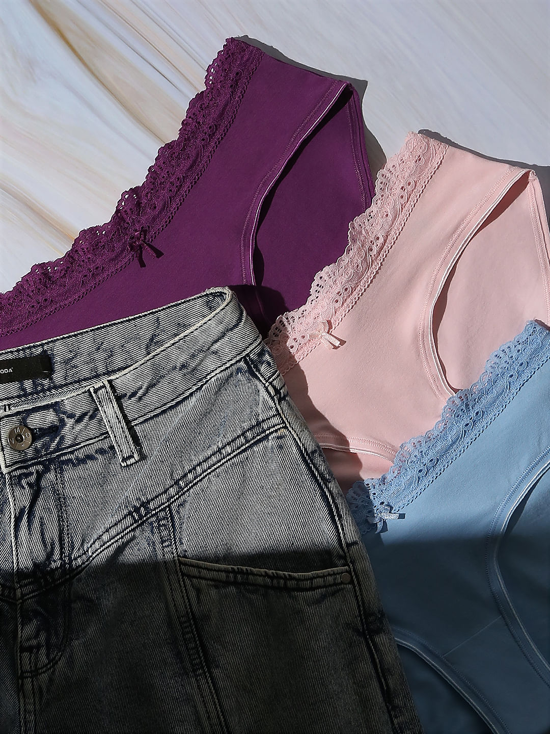 Intimates Pack Of 3 Hipster Briefs - Purple, Blue, Pink