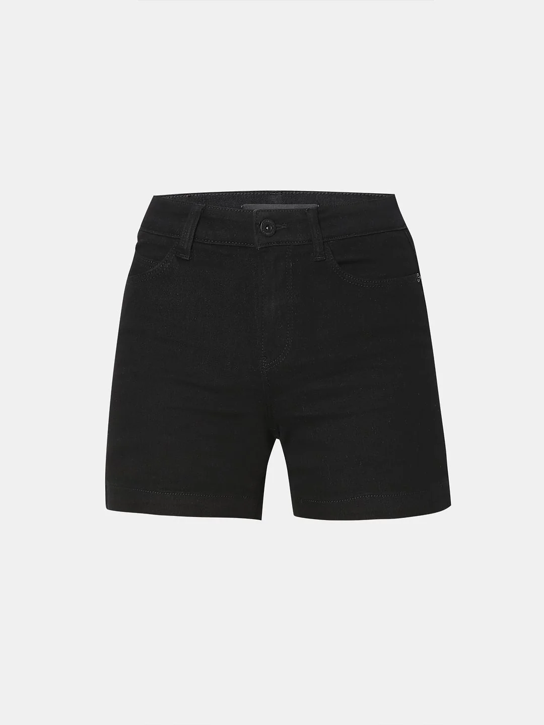 Black Mid Rise Denim Shorts - Image 7