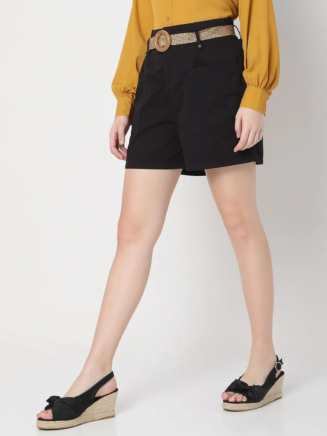 Black High Waist Shorts - Image 3