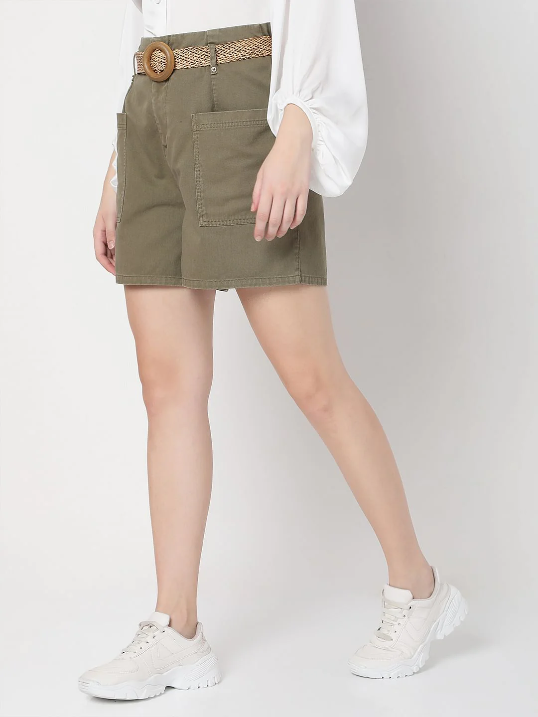 Green High Rise Shorts - Image 3