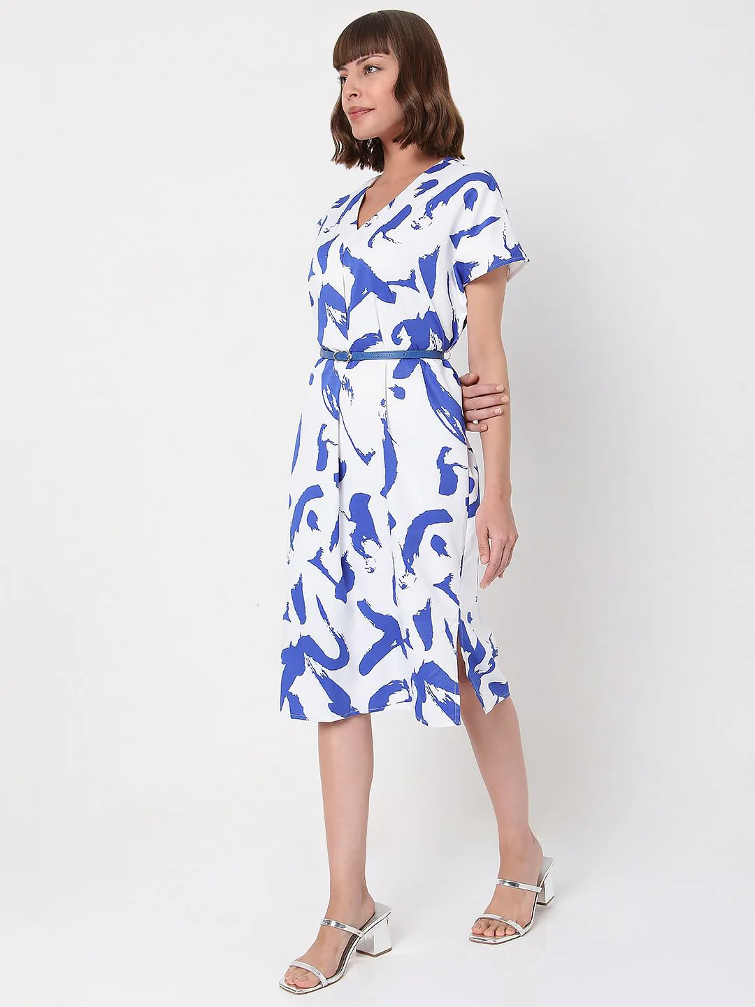 White Printed Shift Dress - Image 3