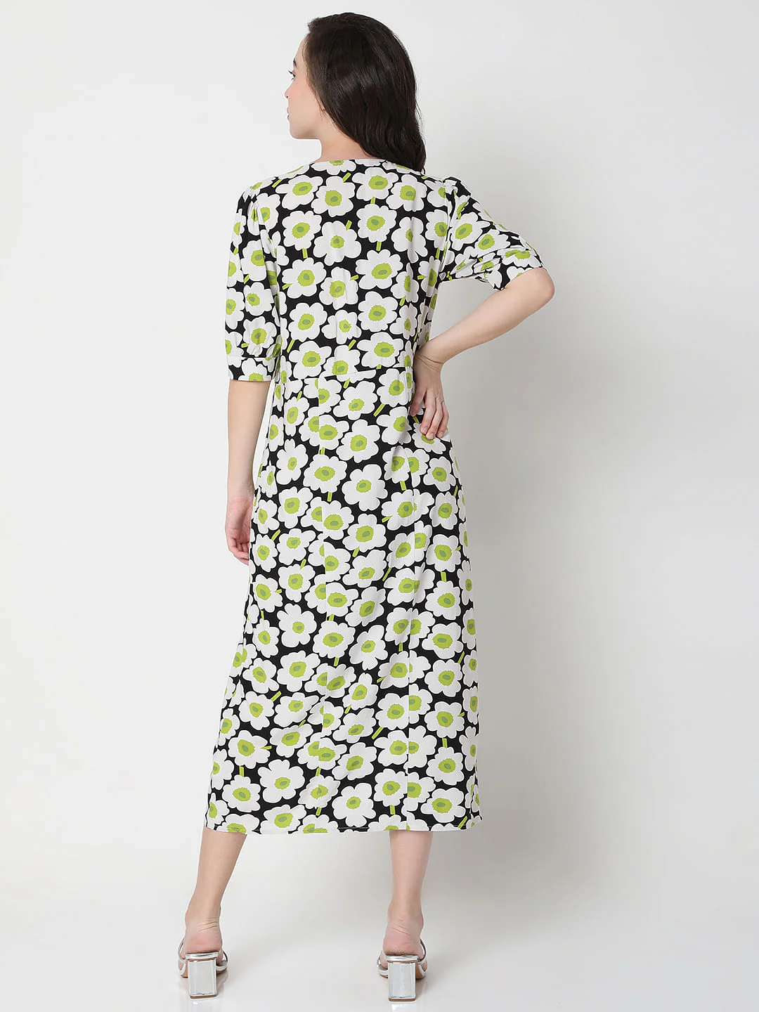 White Floral Print Midi Dress - Image 4