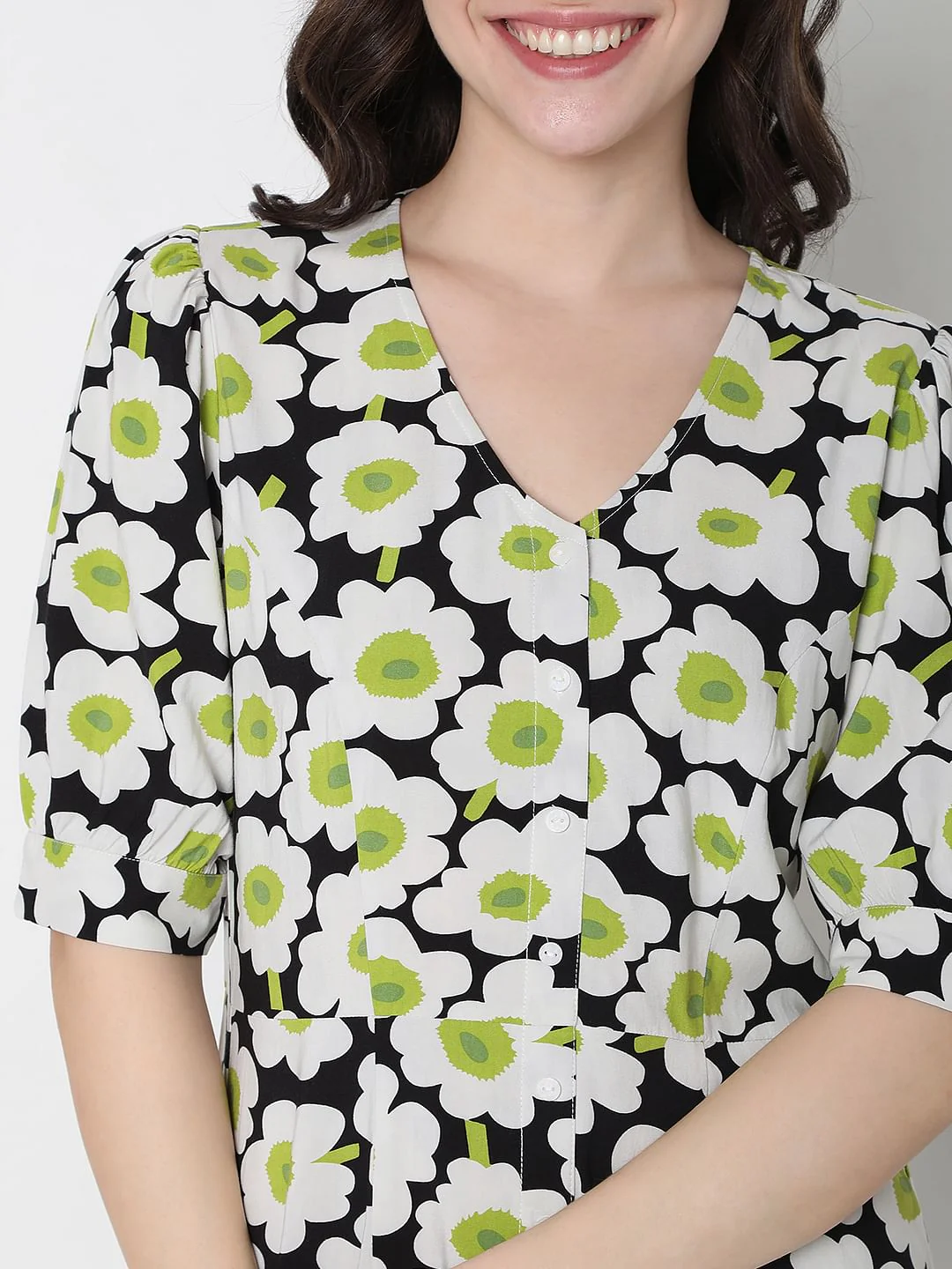 White Floral Print Midi Dress - Image 5
