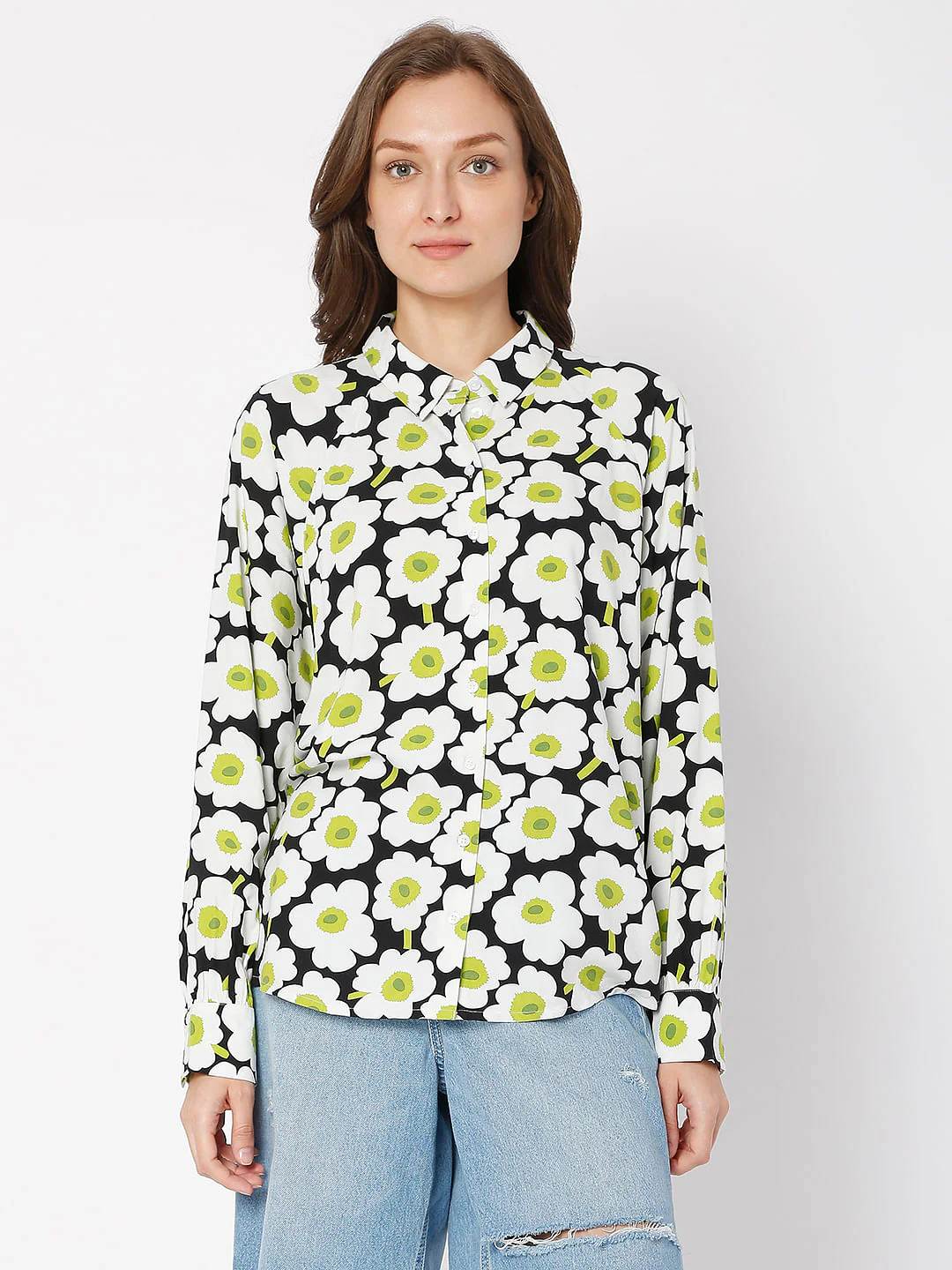White Floral Print Shirt - Image 2