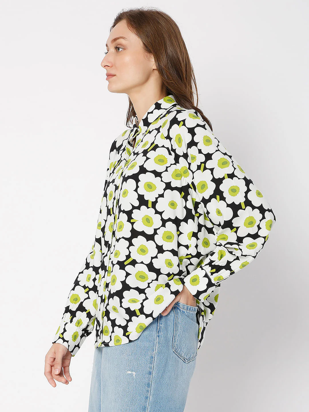 White Floral Print Shirt - Image 3