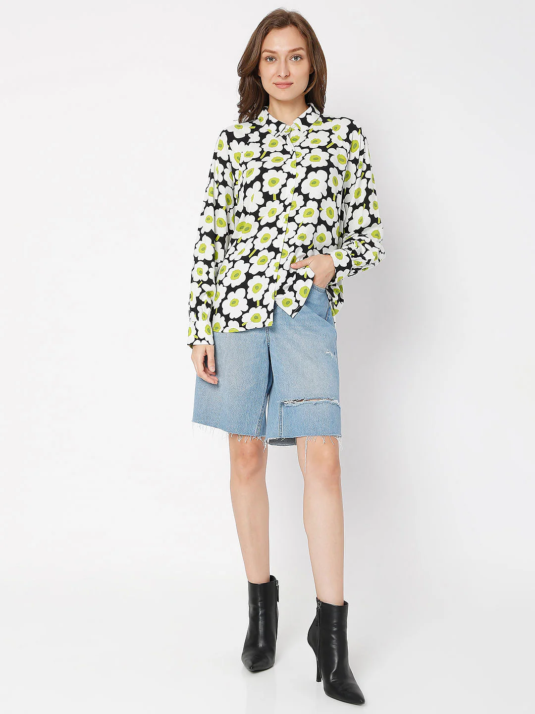 White Floral Print Shirt - Image 5