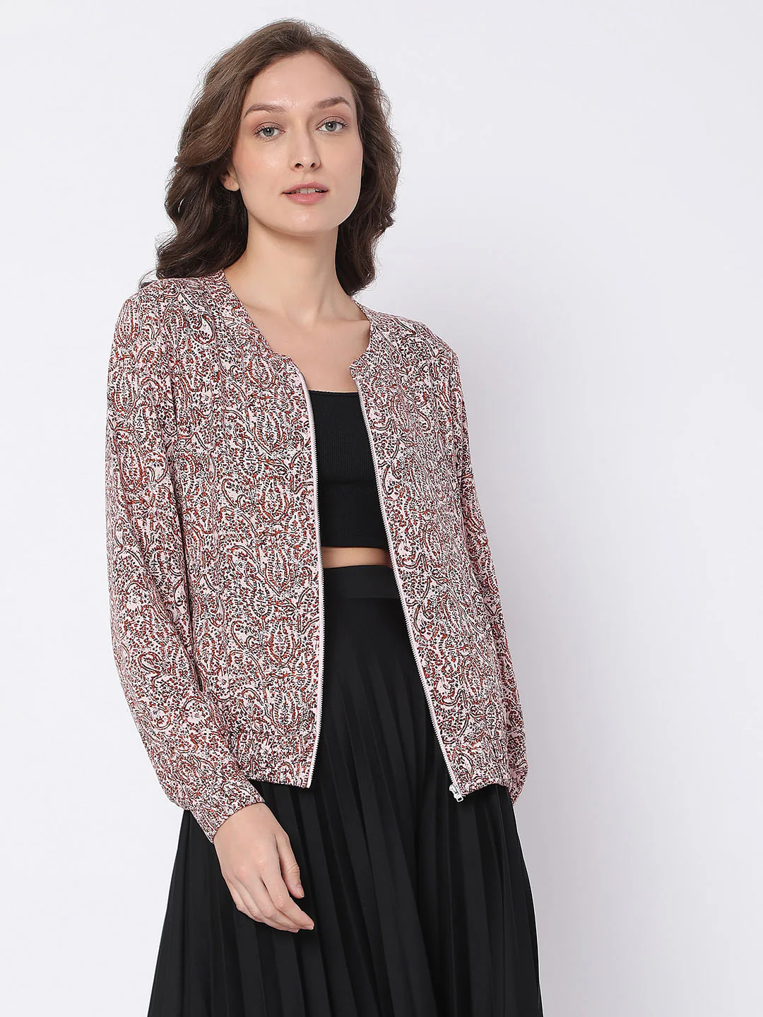 Pink Abstract Print Co-Ord Bomber Jacket - Image 2