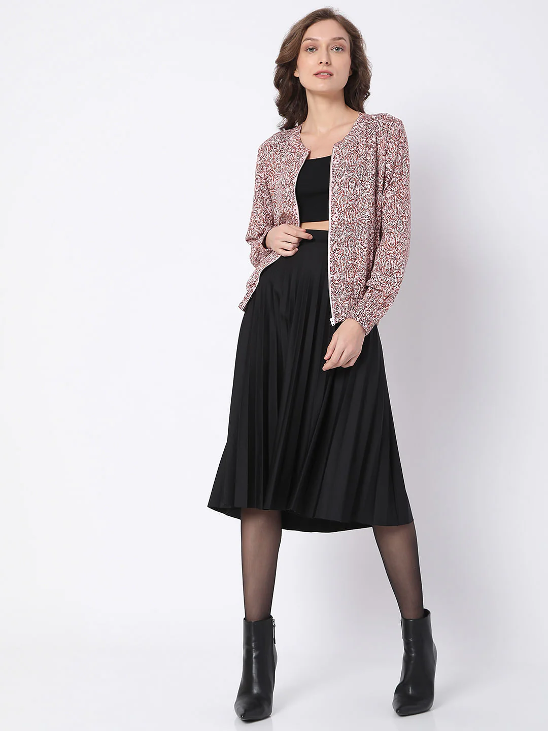 Pink Abstract Print Co-Ord Bomber Jacket - Image 5