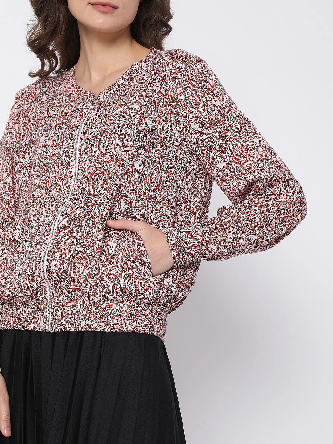 Pink Abstract Print Co-Ord Bomber Jacket - Image 6