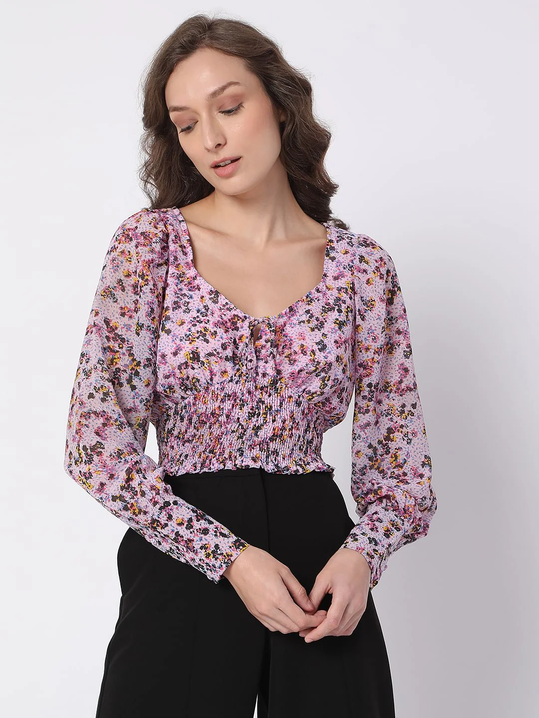 Purple Floral Co-Ord Set Top - Image 2