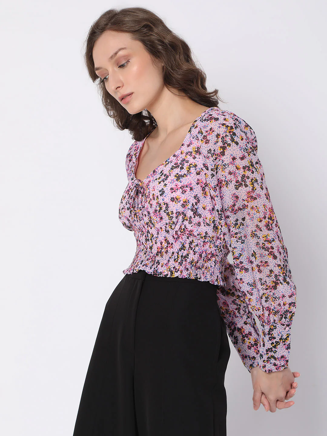 Purple Floral Co-Ord Set Top - Image 3