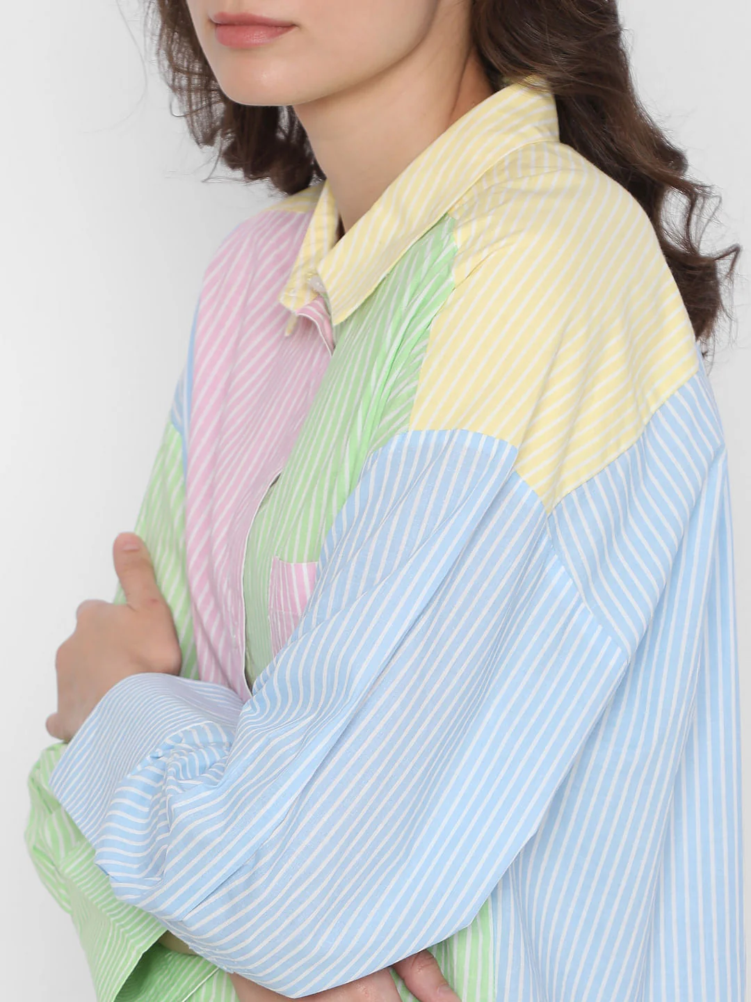 Pink Colourblocked Striped Shirt - Image 6
