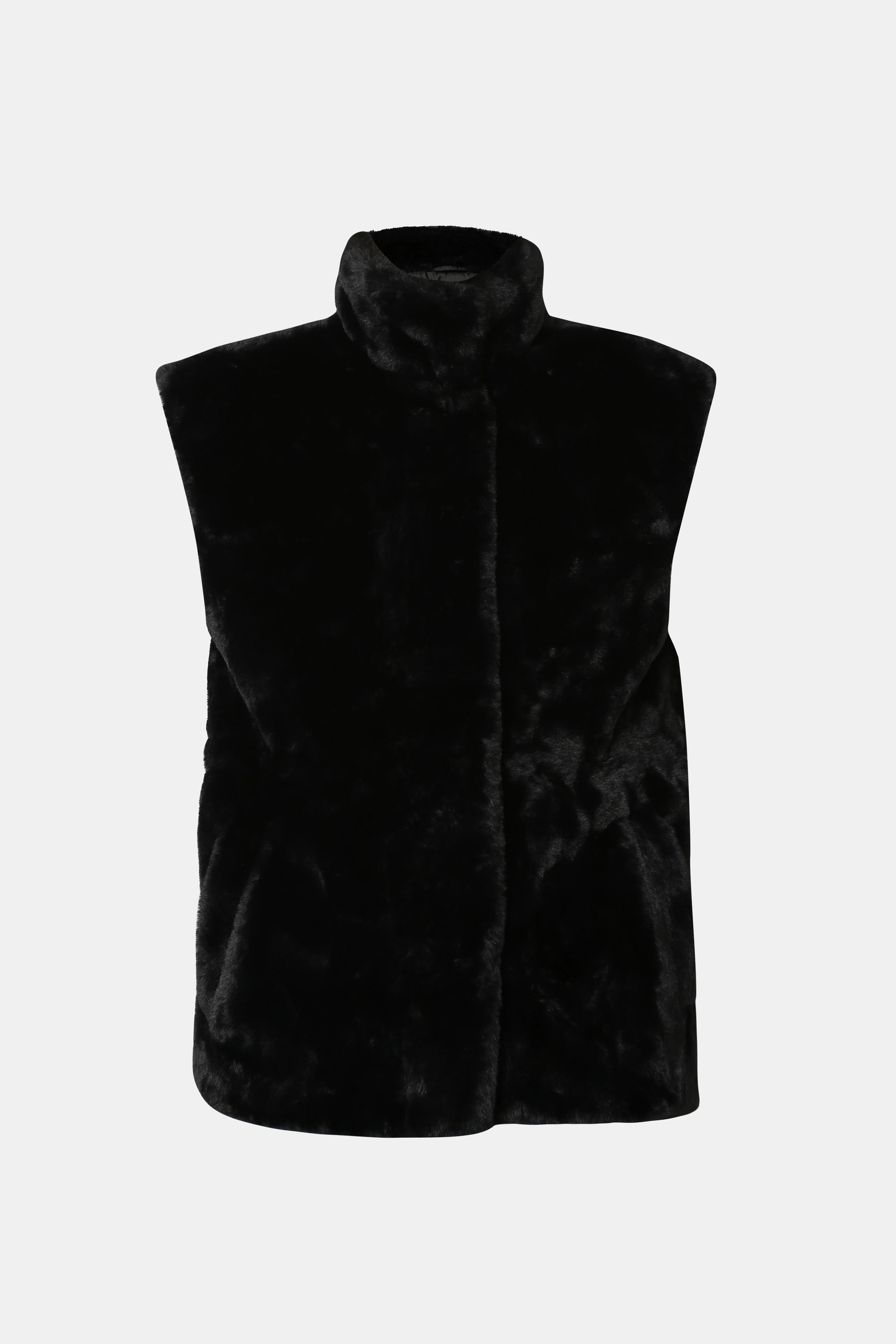 Black Faux Fur Waistcoat - Image 7