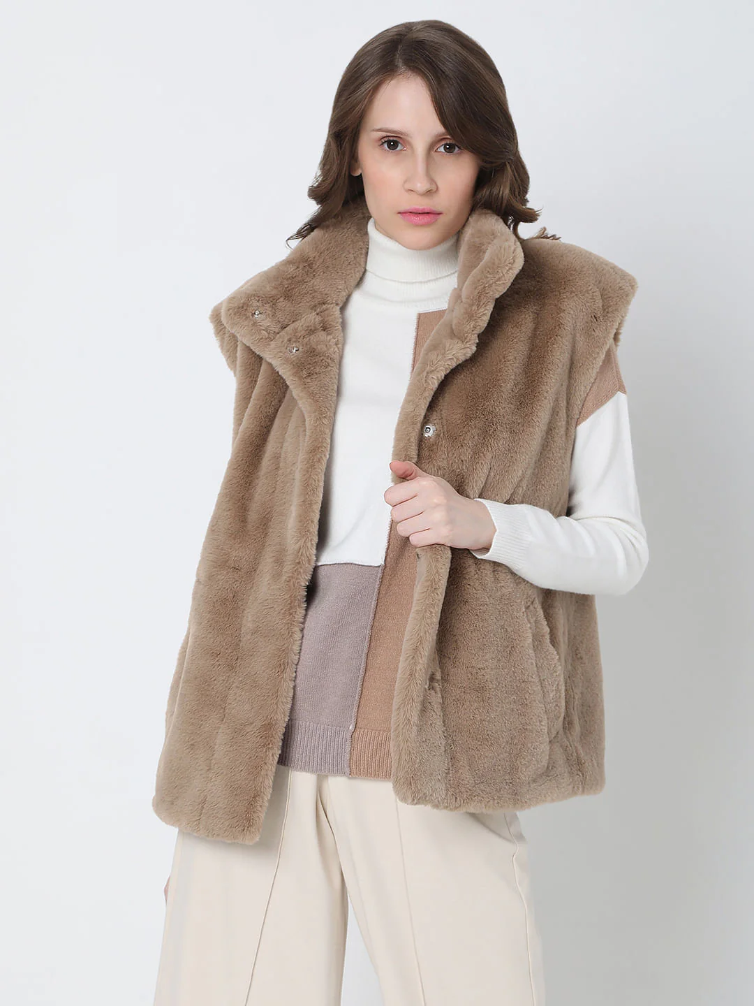 Beige Faux Fur Teddy Coat - Image 2