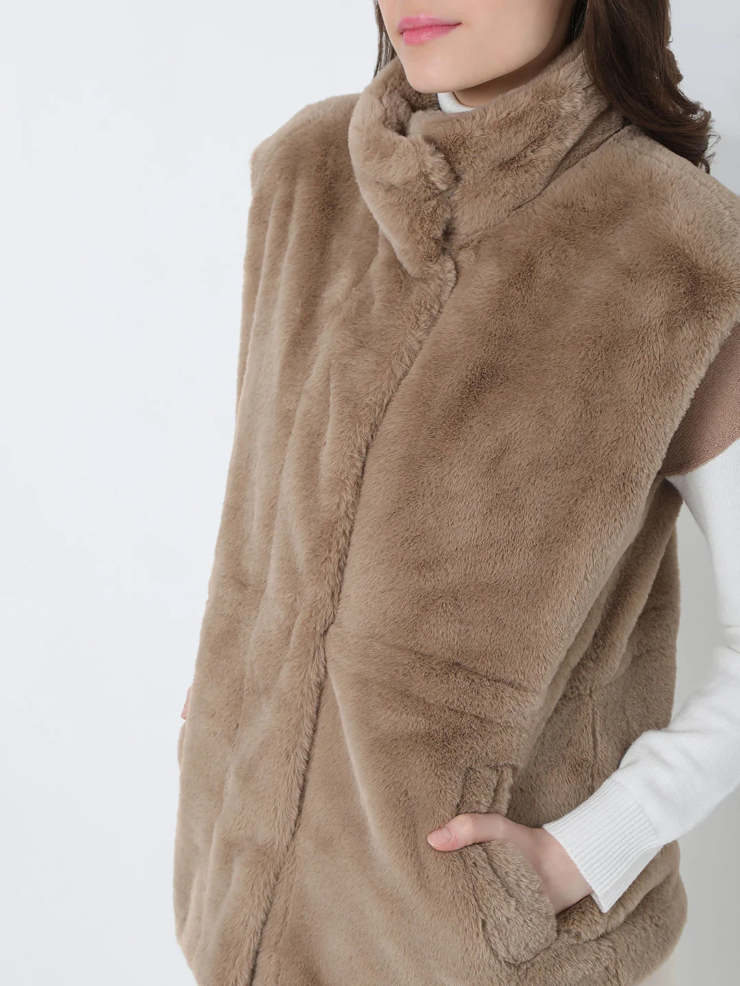 Beige Faux Fur Teddy Coat - Image 6