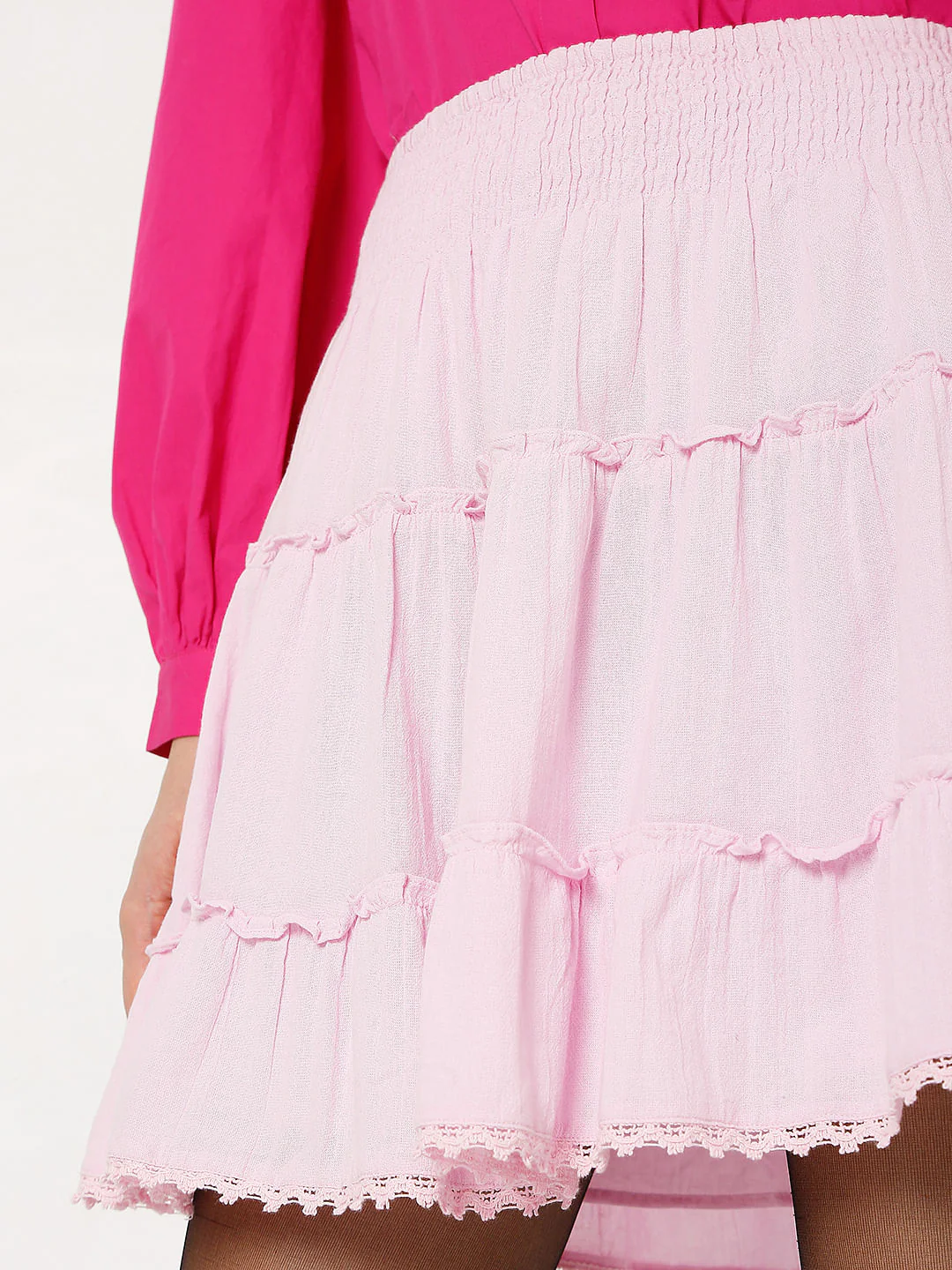 Pink High Rise Frill Mini Co-Ord Set Skirt - Image 6