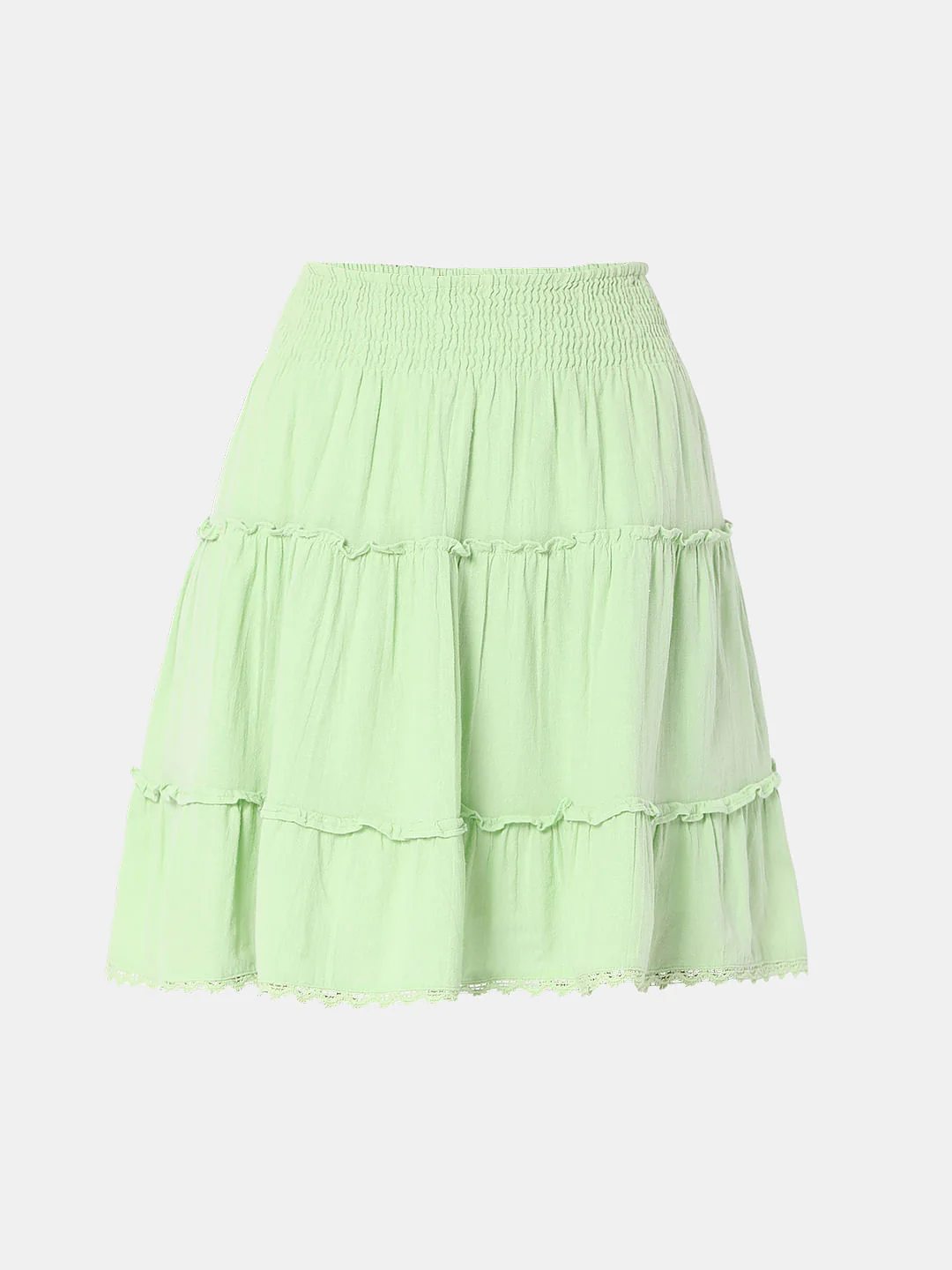 Green High Rise Tiered Co-Ord Set Skirt - Image 7