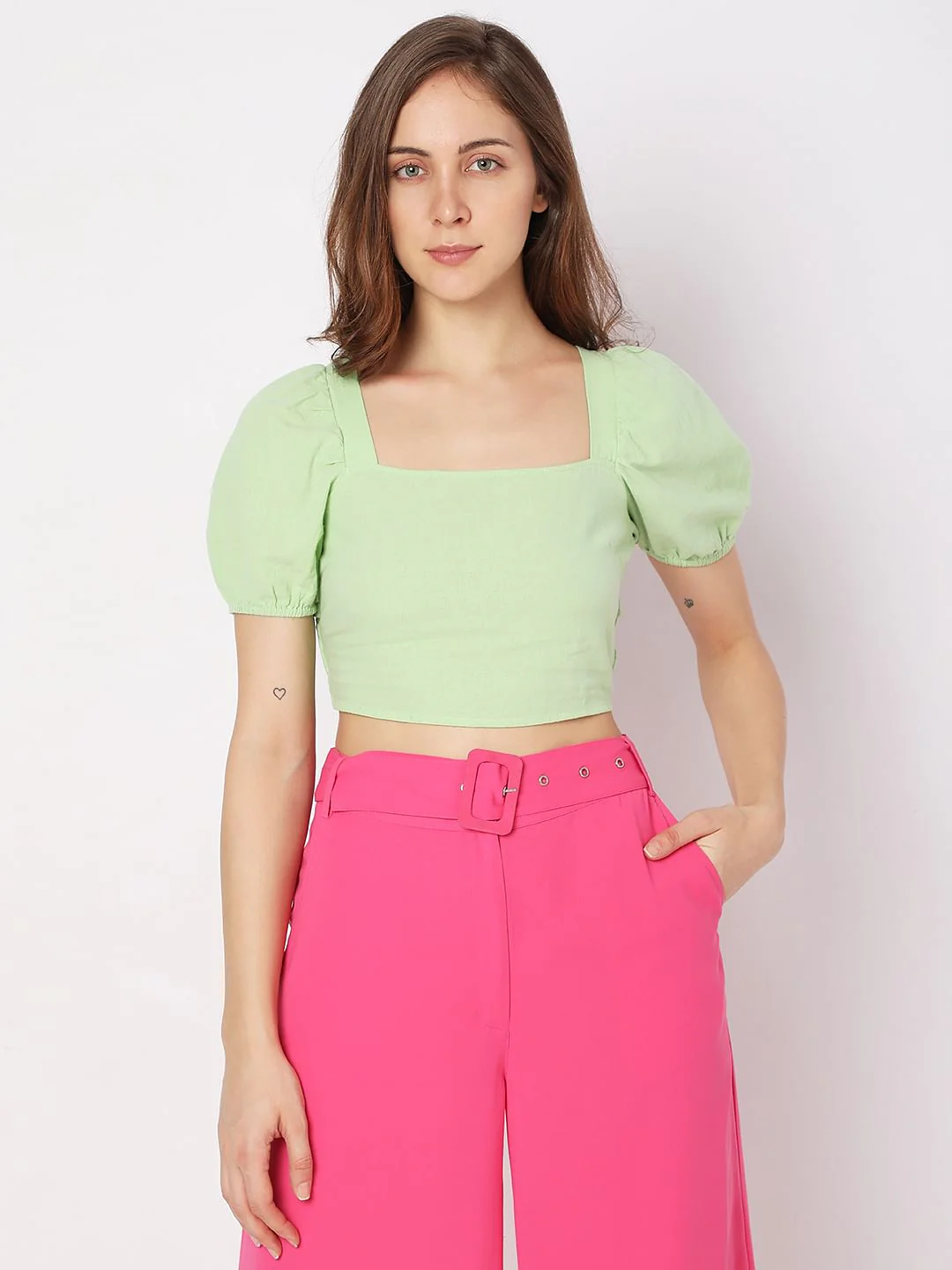 Green Co-Ord Set Crop Top - Image 2