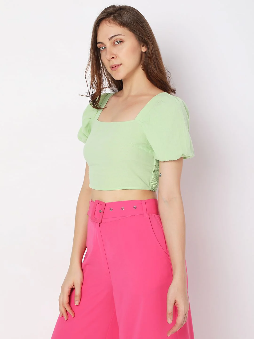 Green Co-Ord Set Crop Top - Image 3