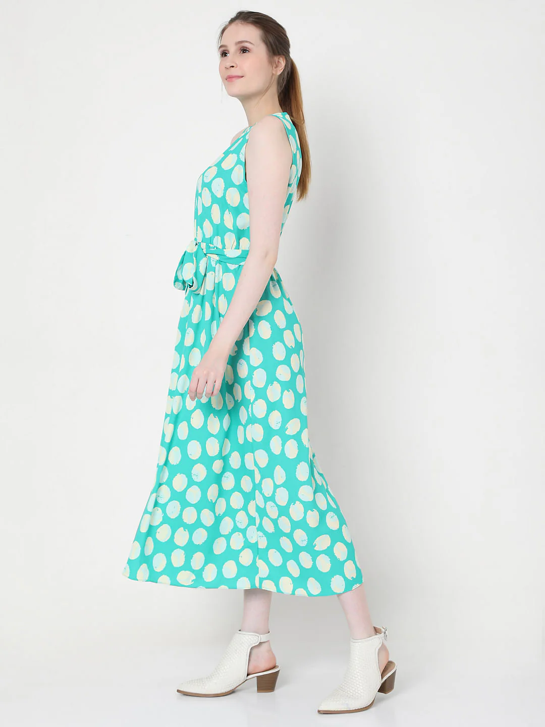 Sky Blue Polka Dot Midi Dress - Image 2