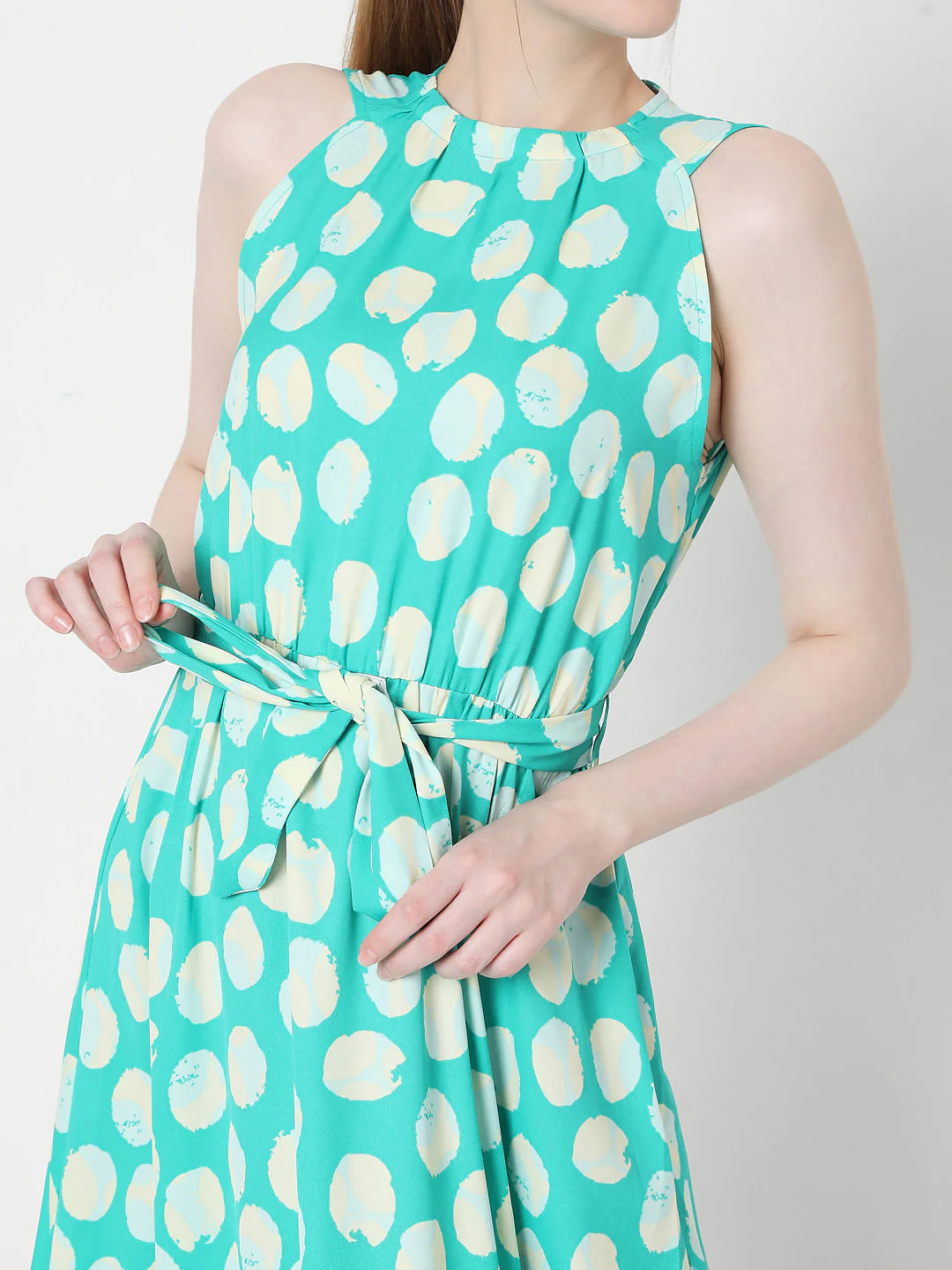 Sky Blue Polka Dot Midi Dress - Image 4