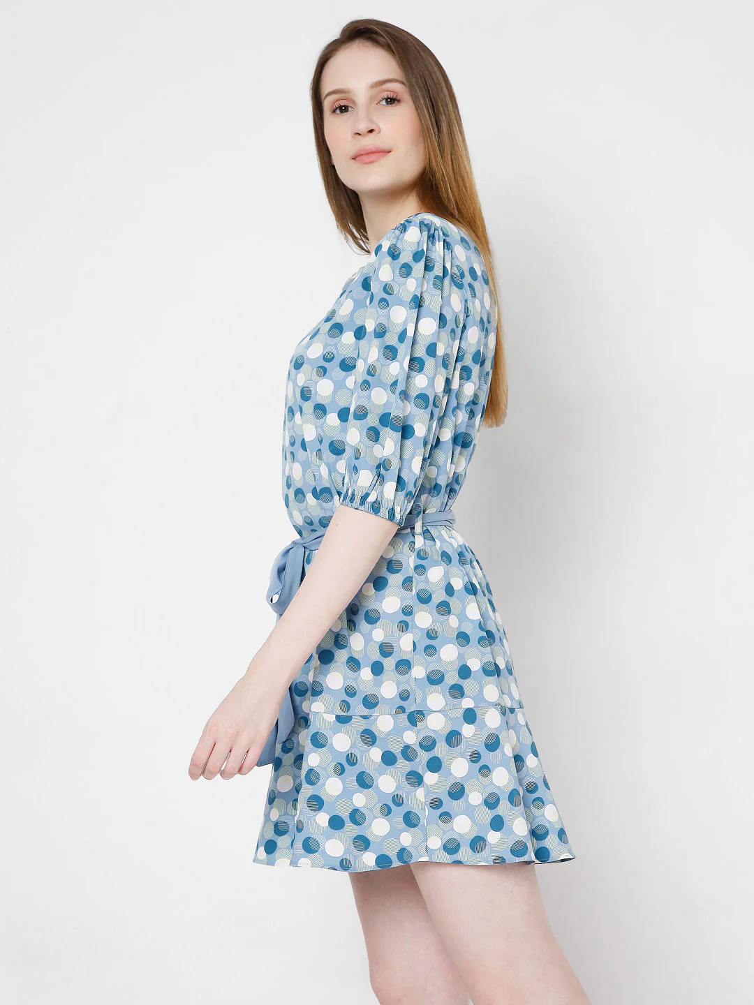 Blue Polka Dot Shift Dress - Image 2