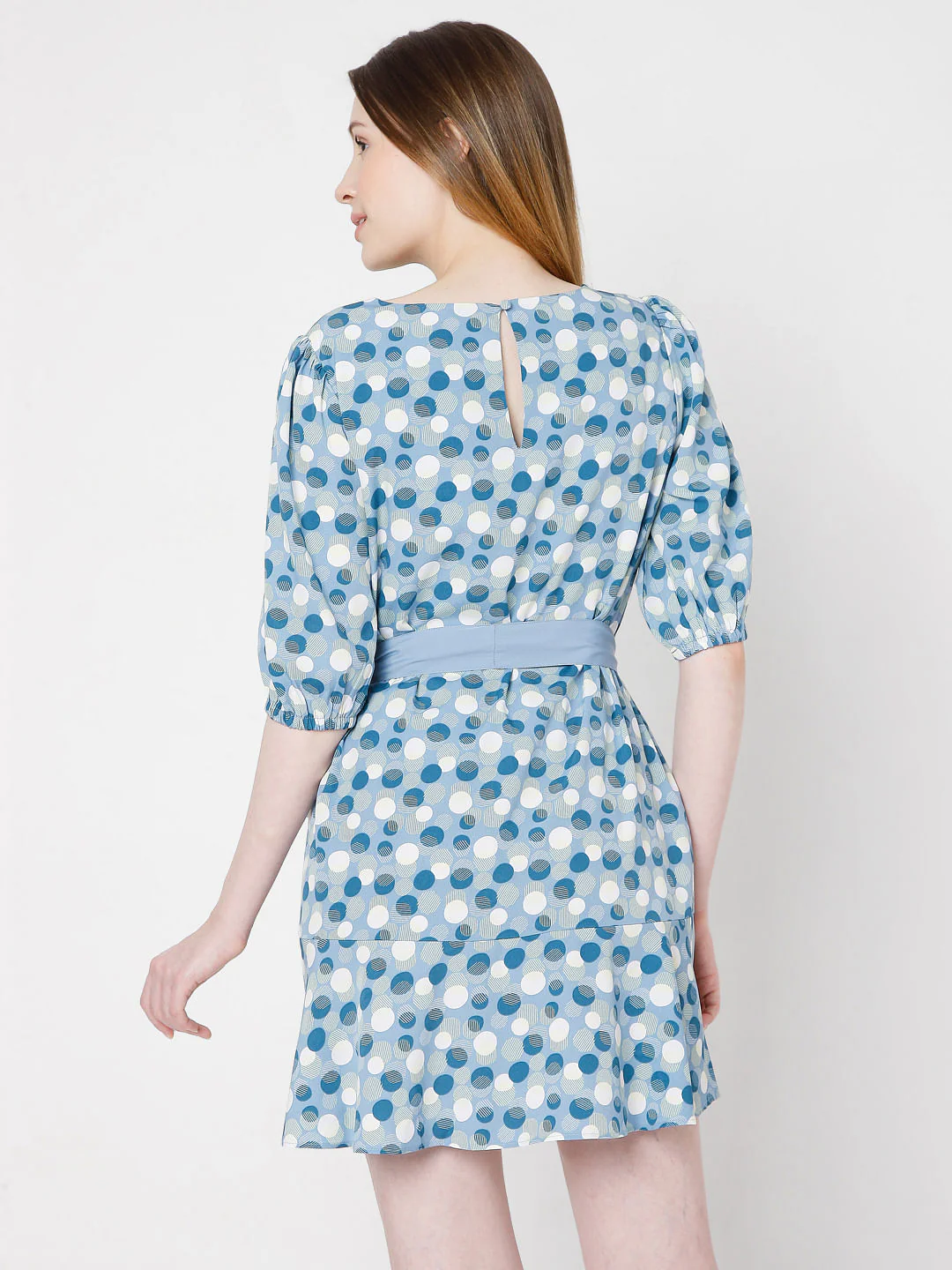Blue Polka Dot Shift Dress - Image 3