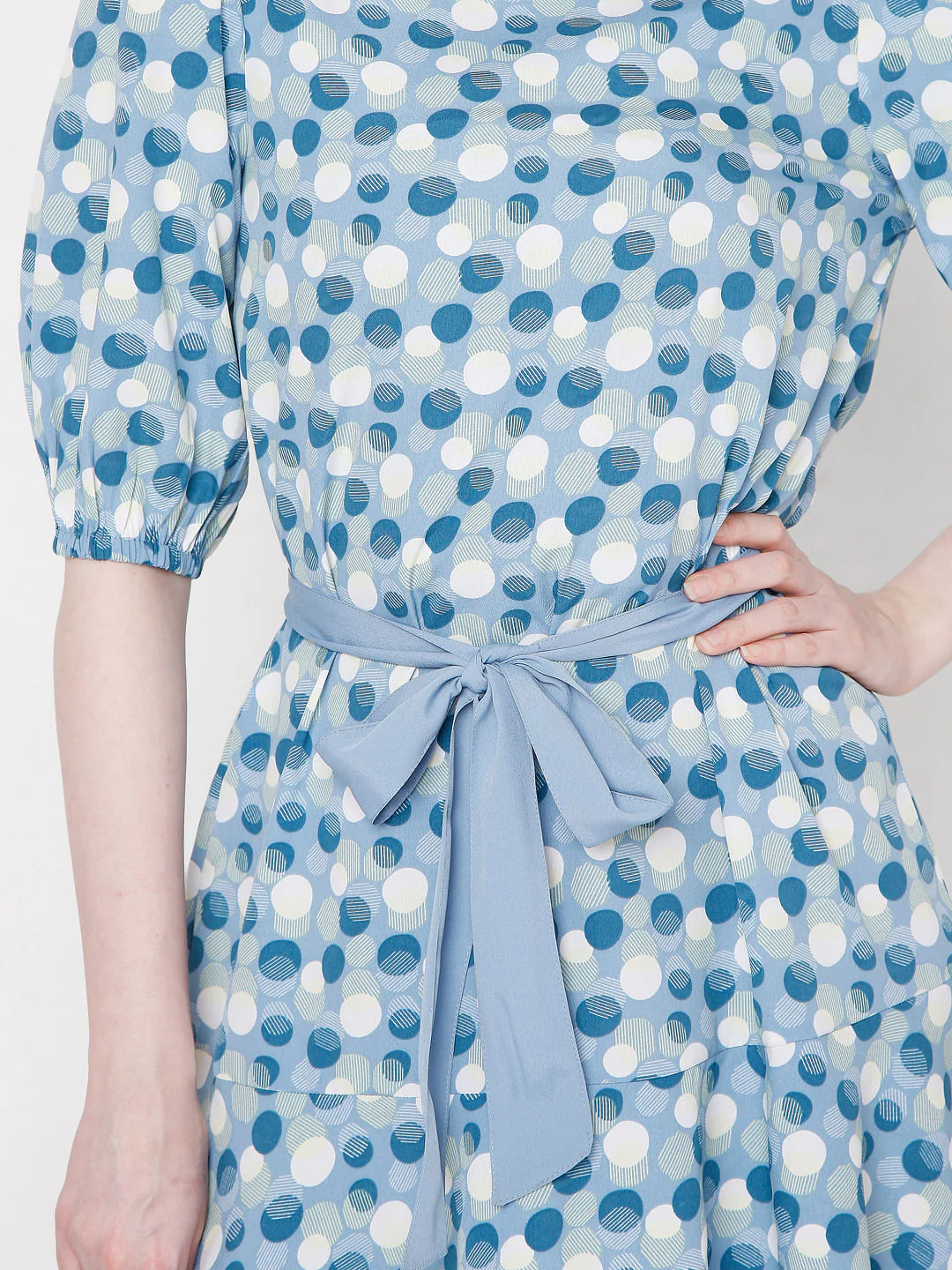 Blue Polka Dot Shift Dress - Image 5