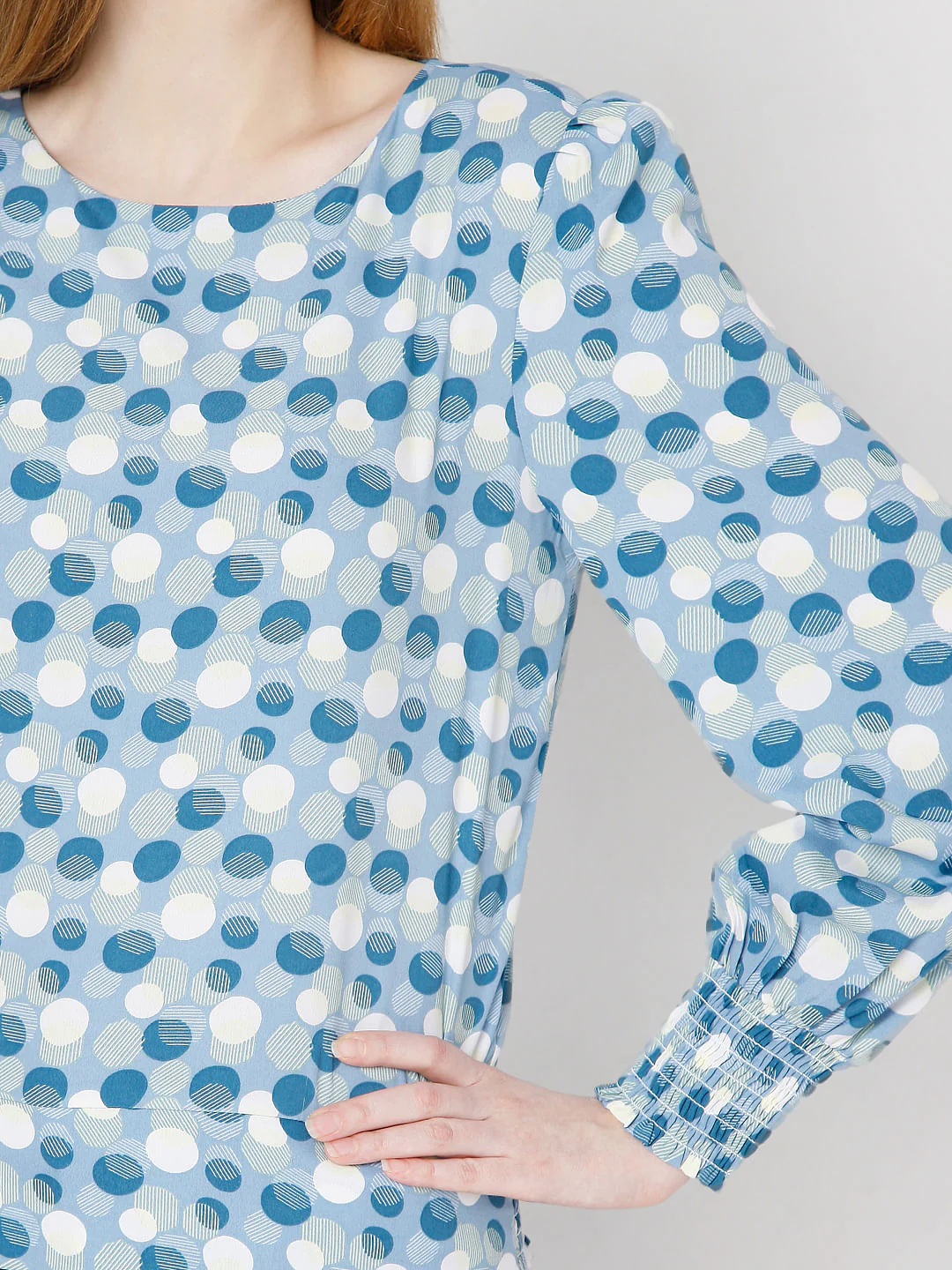 Blue Polka Dot Print Top - Image 5