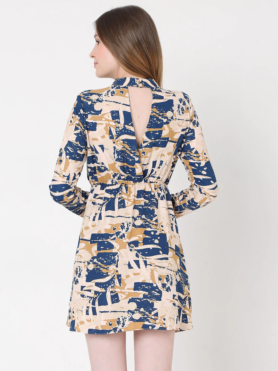 Blue Abstract Print Dress - Image 3