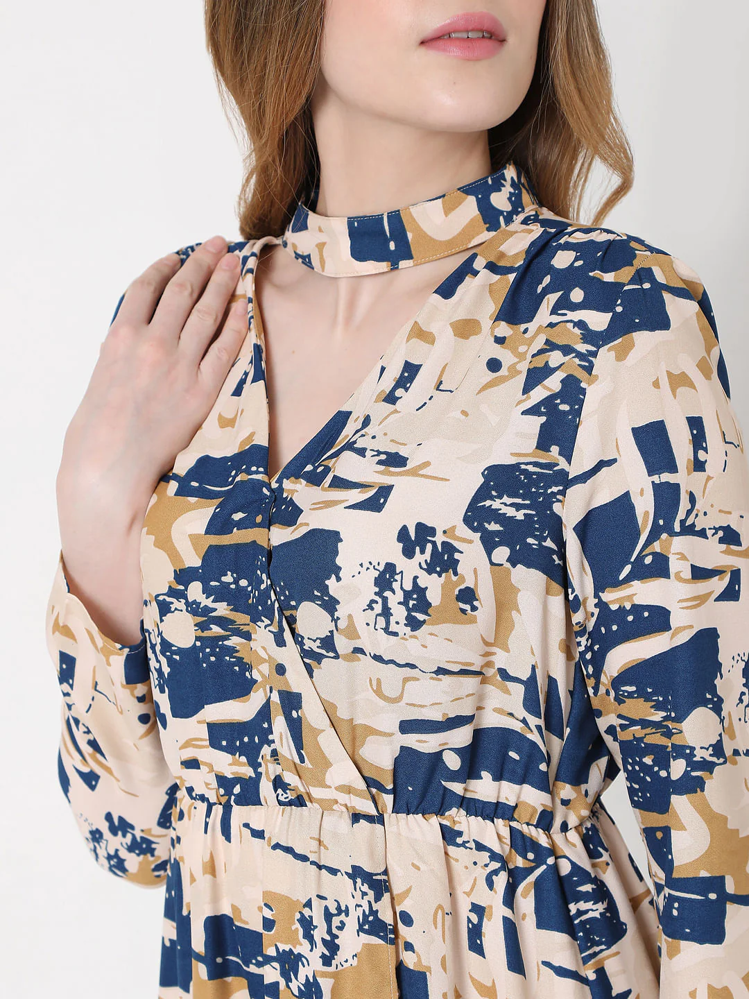 Blue Abstract Print Dress - Image 5