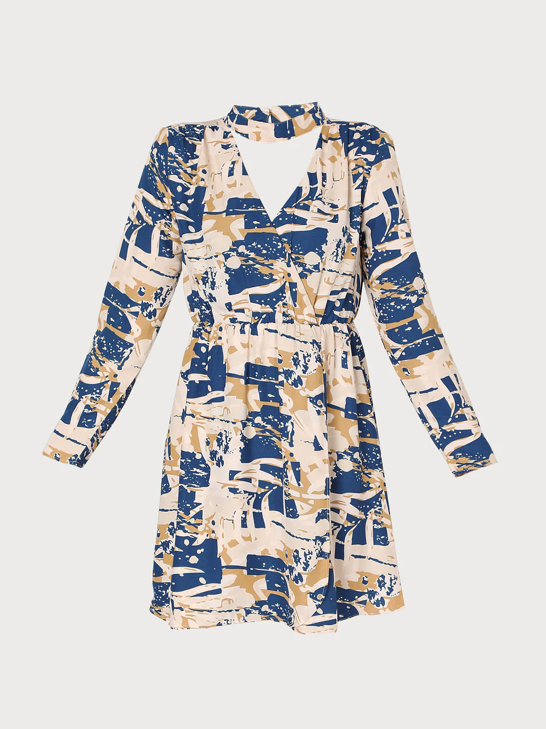 Blue Abstract Print Dress - Image 6