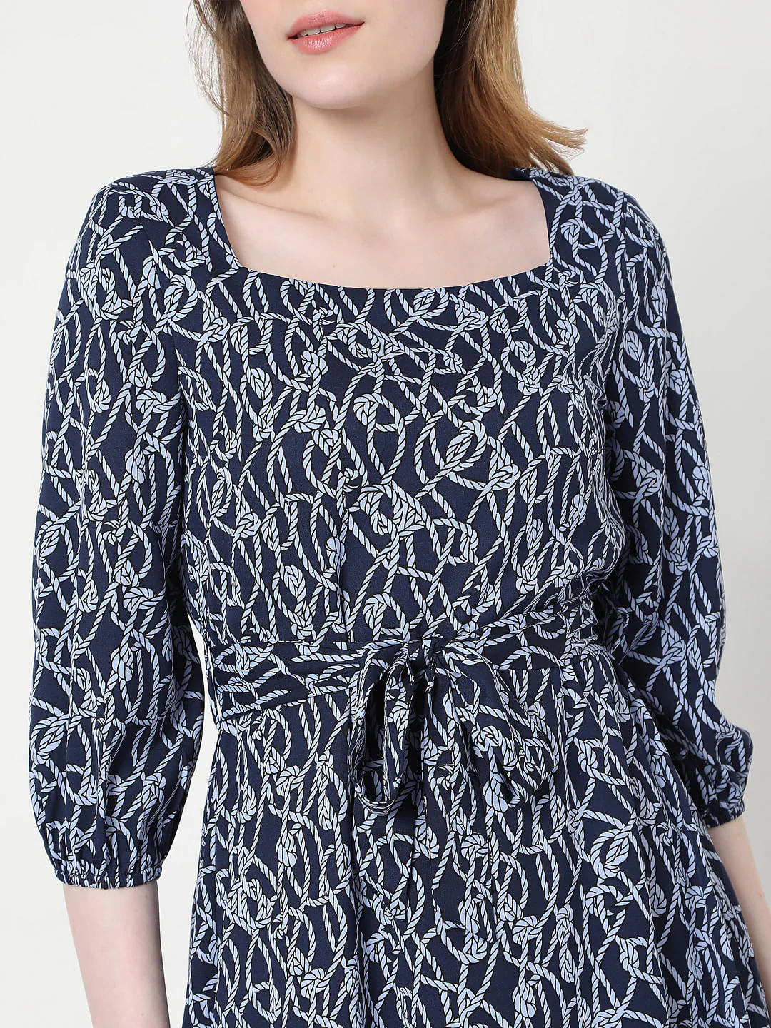 Blue Printed Midi Dress - Image 4