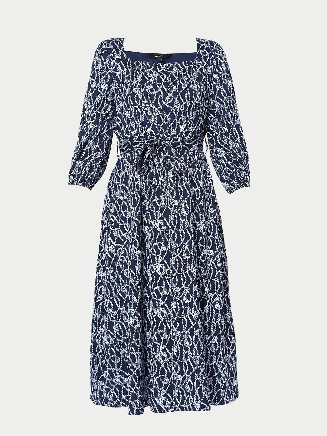 Blue Printed Midi Dress - Image 5