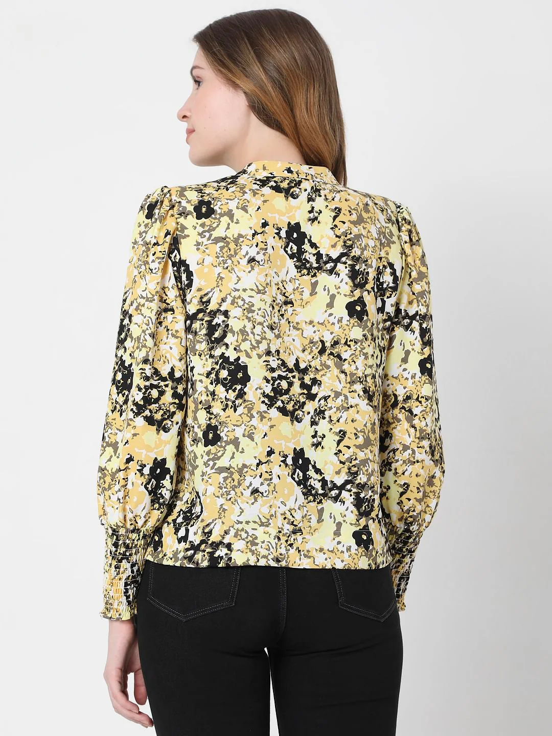 Yellow Abstract Print Top - Image 3