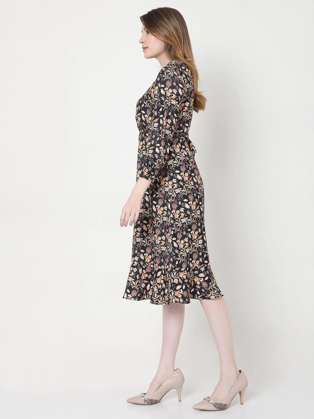 Black Floral Midi Dress - Image 2
