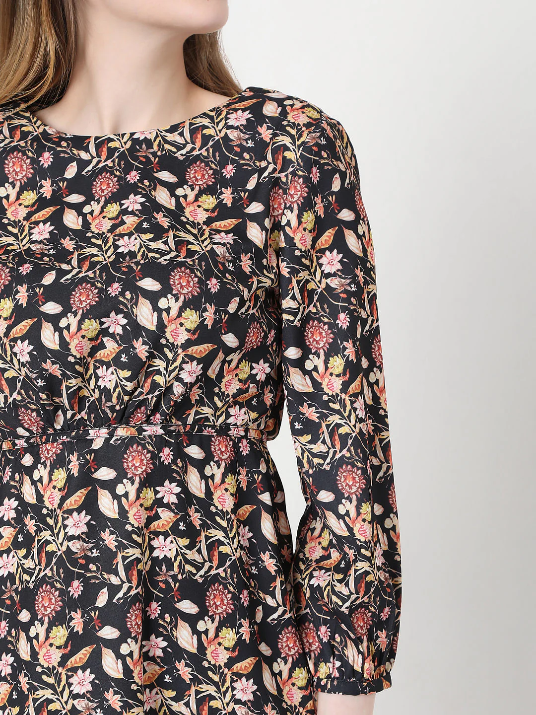 Black Floral Midi Dress - Image 4