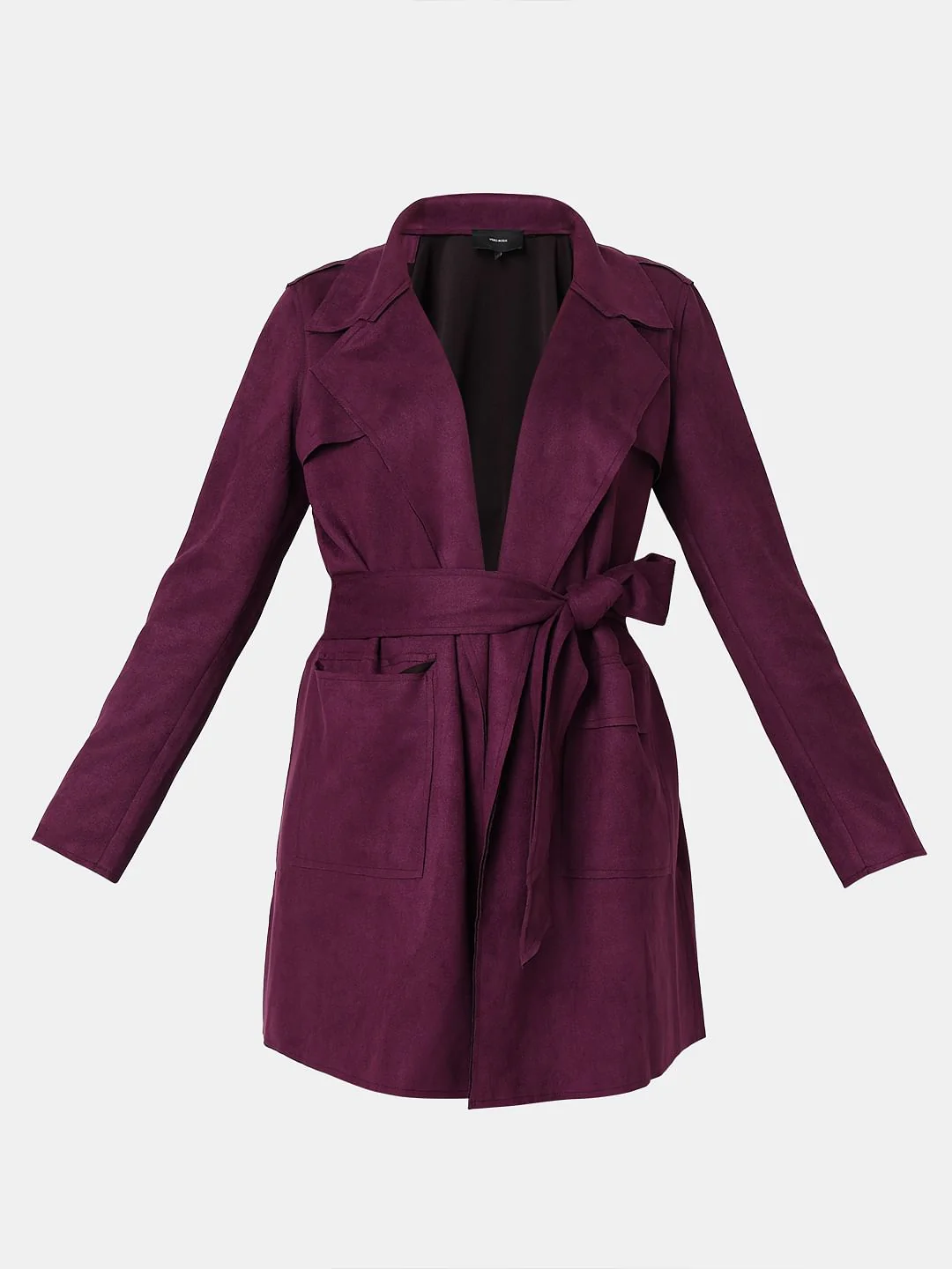 Purple Faux Suede Mid Length Jacket - Image 7