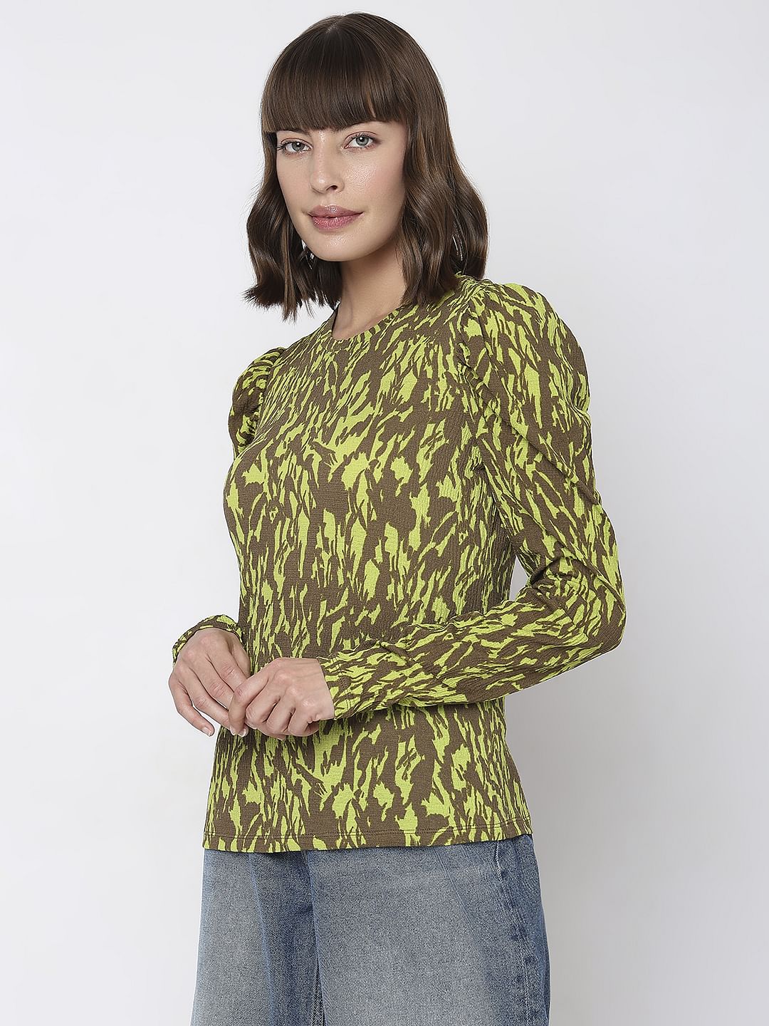Green & Brown Printed Top - Image 3