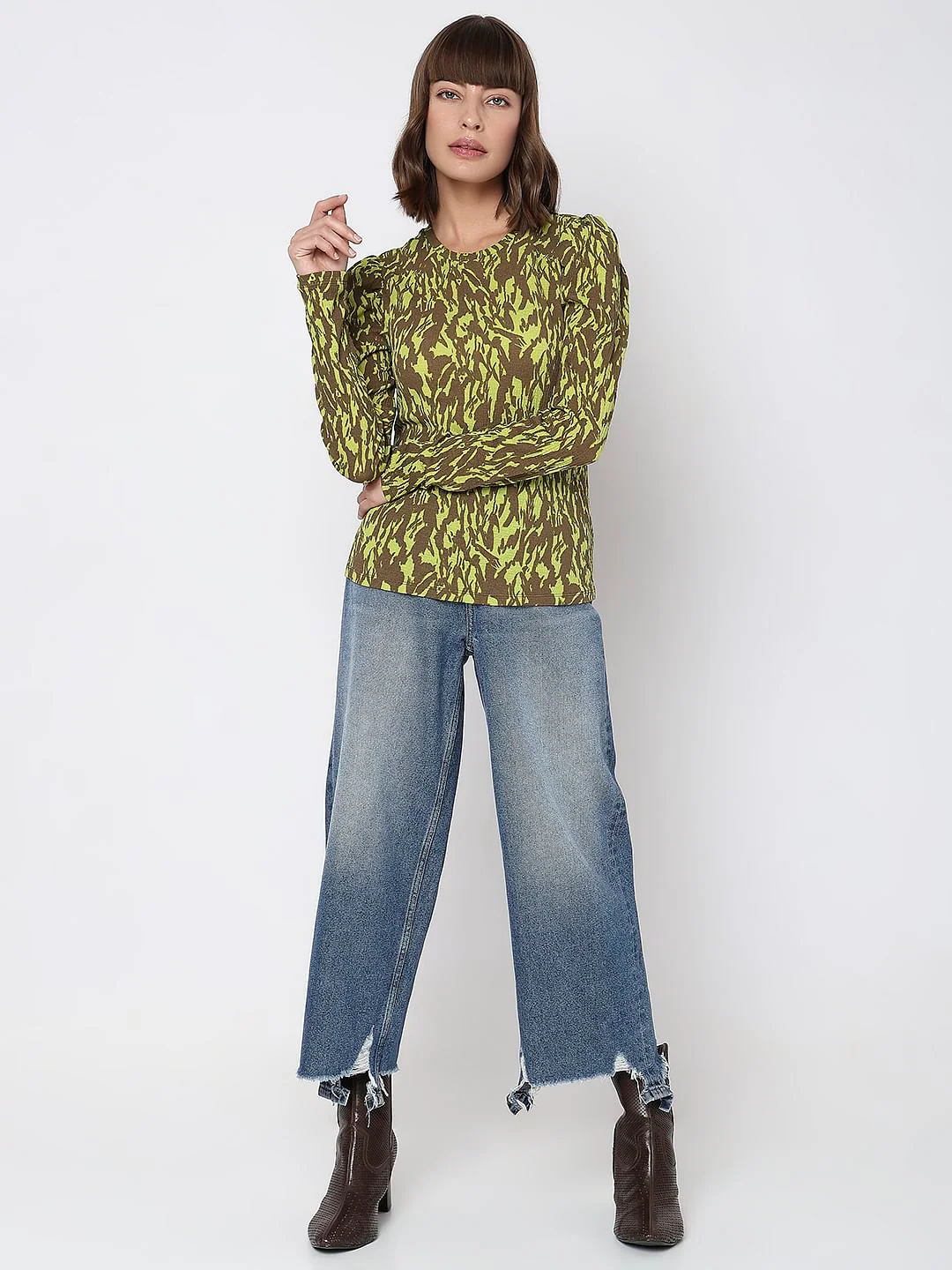 Green & Brown Printed Top - Image 5