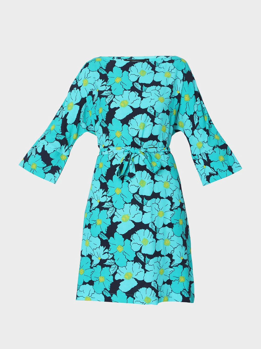 Green Floral Fit & Flare Dress - Image 7