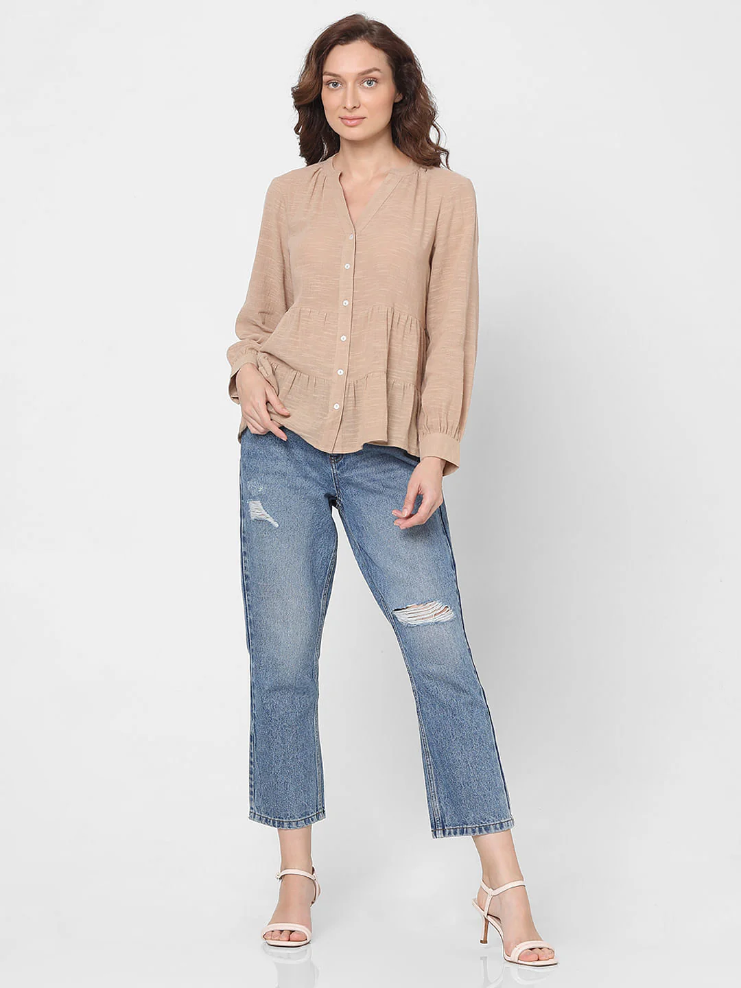 Beige Peplum Top - Image 5