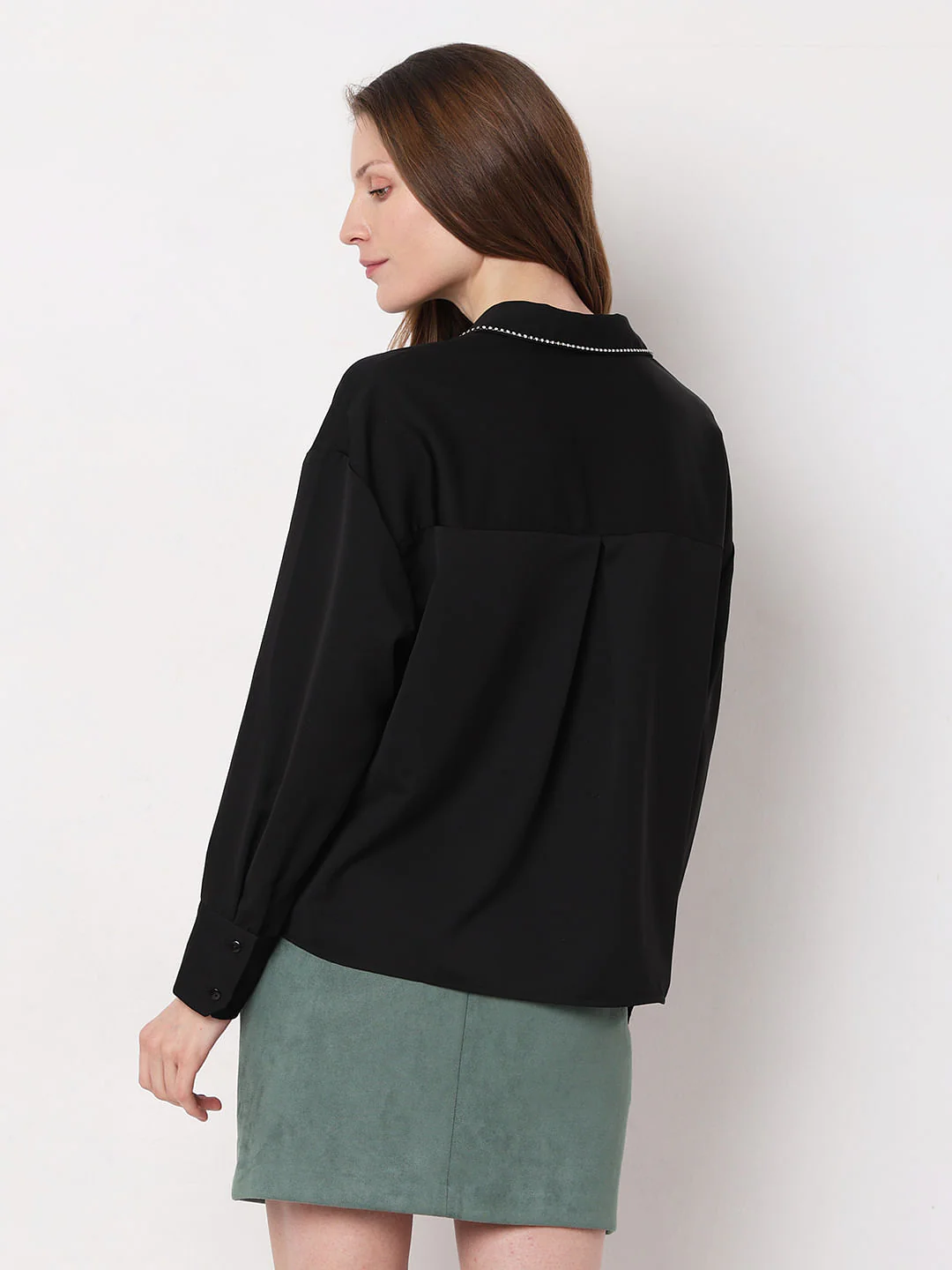 Black Studded Collar Shirt - Image 4