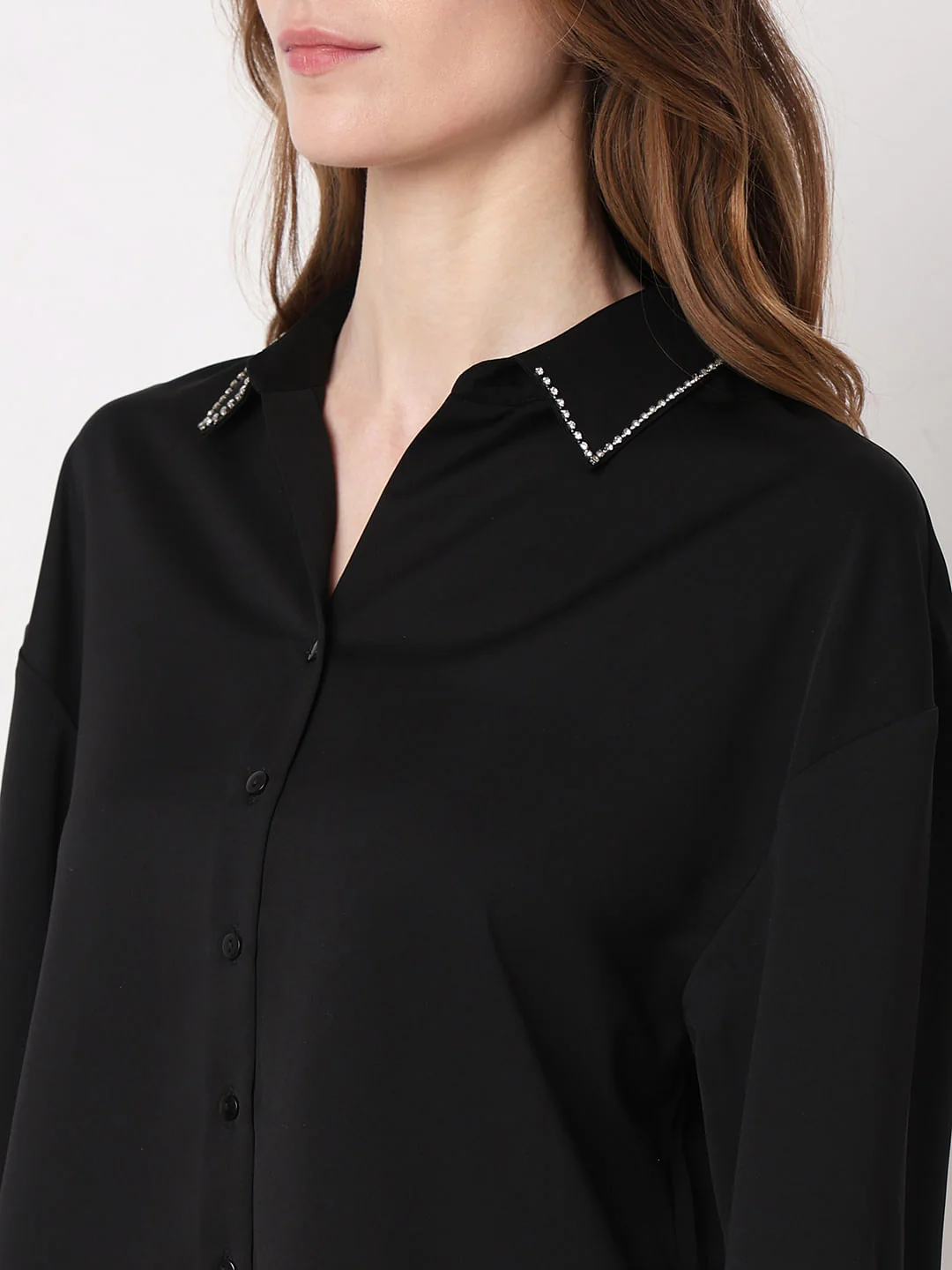 Black Studded Collar Shirt - Image 8